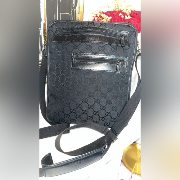 Gucci Black GG Monogram Messenger Crossbody